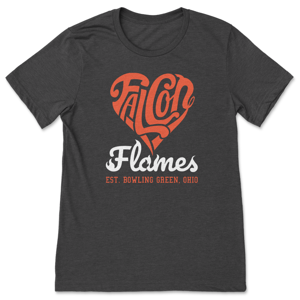 BGSU Falcon Flames T-Shirt Dark Gray Heather