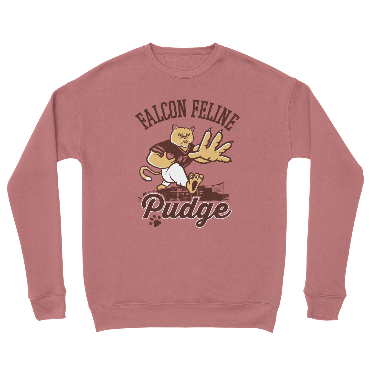 Bowling Green Pudge the Cat Mauve Sweatshirt