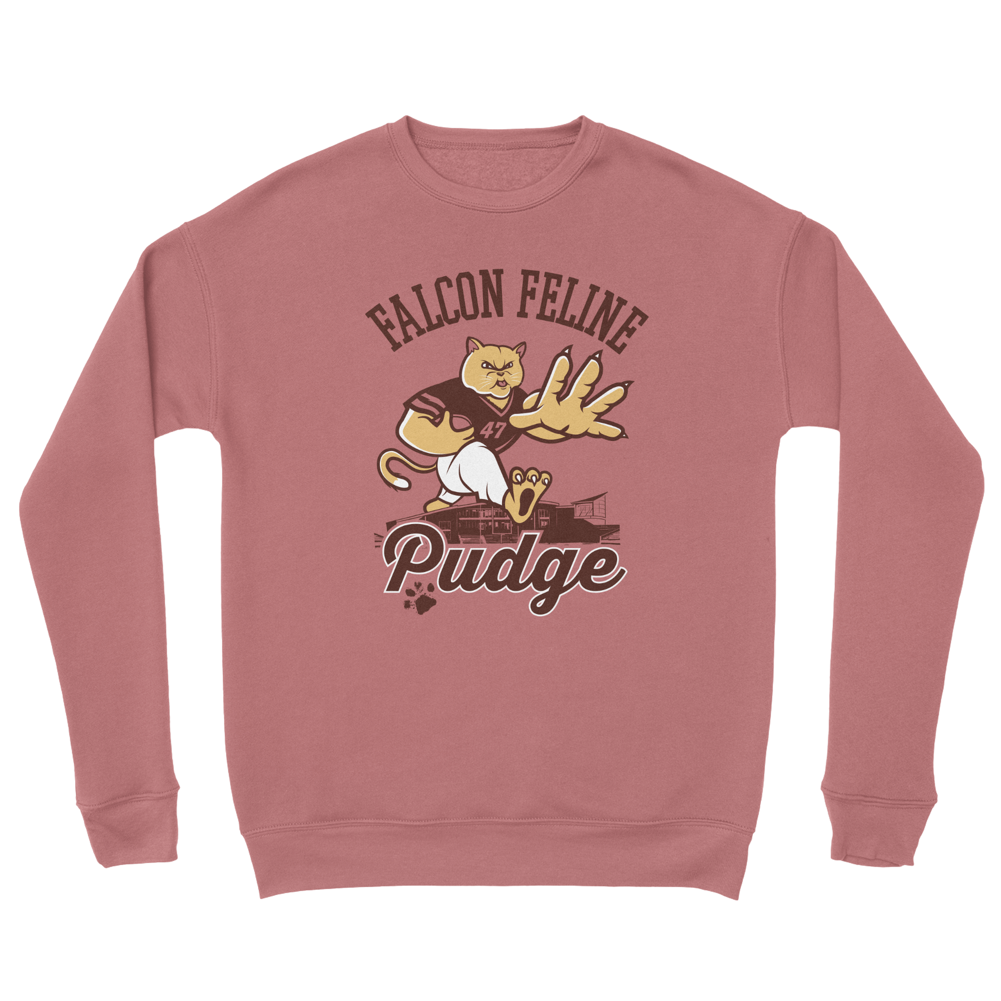 Bowling Green Pudge the Cat Mauve Sweatshirt