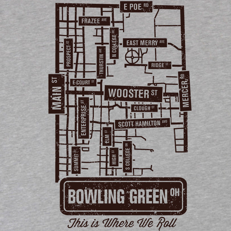 Bowling Green Street Map Long Sleeve T-shirt Athletic Heather