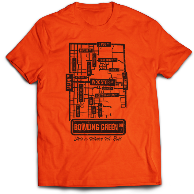 Bowling Green Ohio Street Map T-Shirt Orange