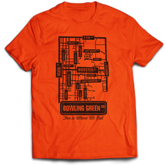 Bowling Green Ohio Street Map T-Shirt Orange