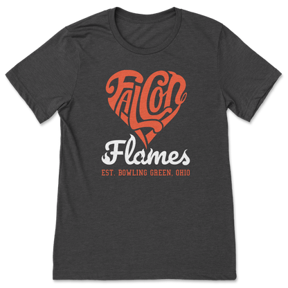BGSU Falcon Flames T-Shirt Dark Gray Heather