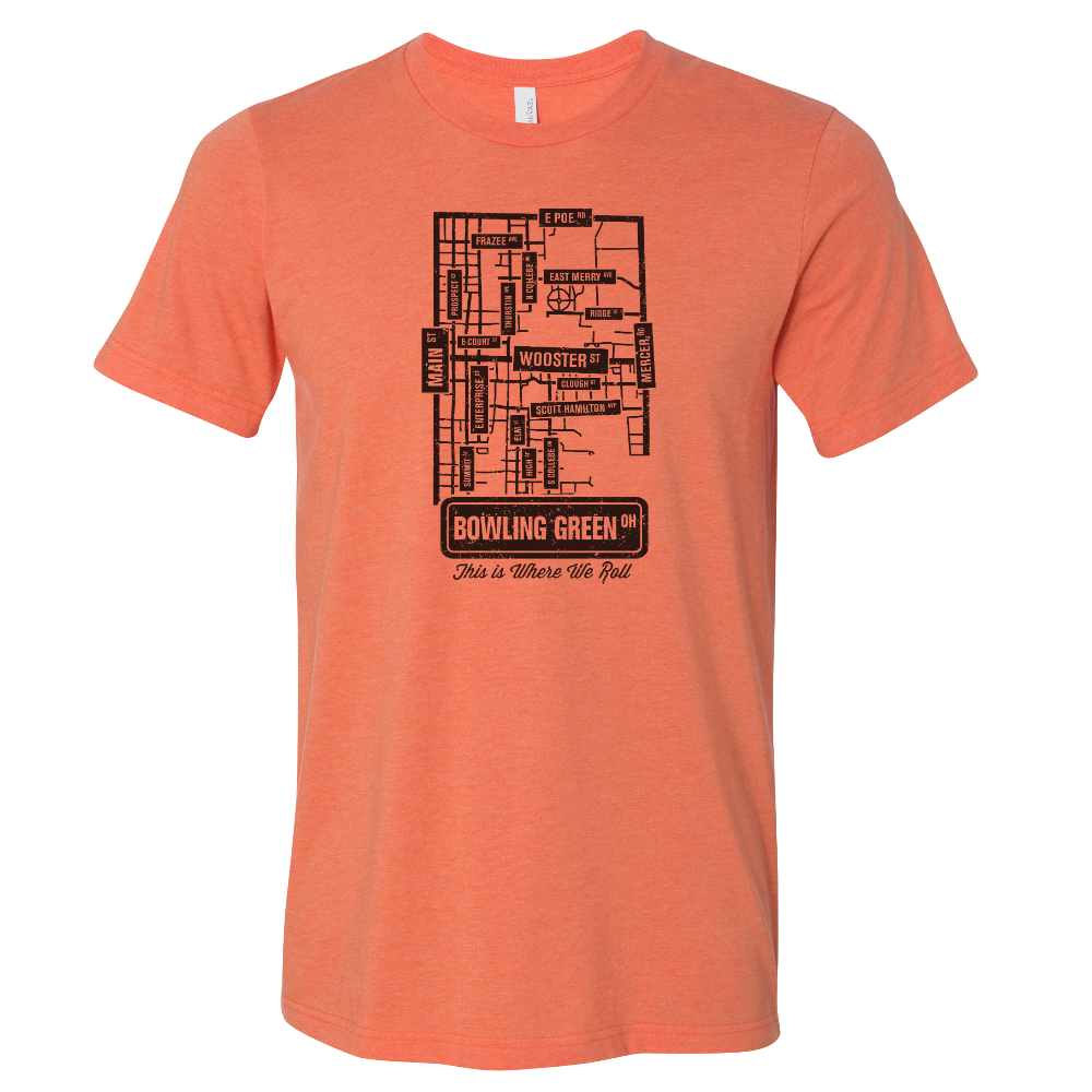 Bowling Green Ohio Street Map T-Shirt Heather Orange