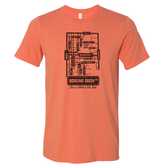 Bowling Green Ohio Street Map T-Shirt Heather Orange